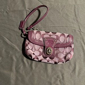 Signature Coach Wristlet in lavender and purple with latch